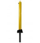 Dark Goldenrod Yellow Fold Down Parking Post With Ground Spigot, Integral Lock & Top Mounted Eyelet