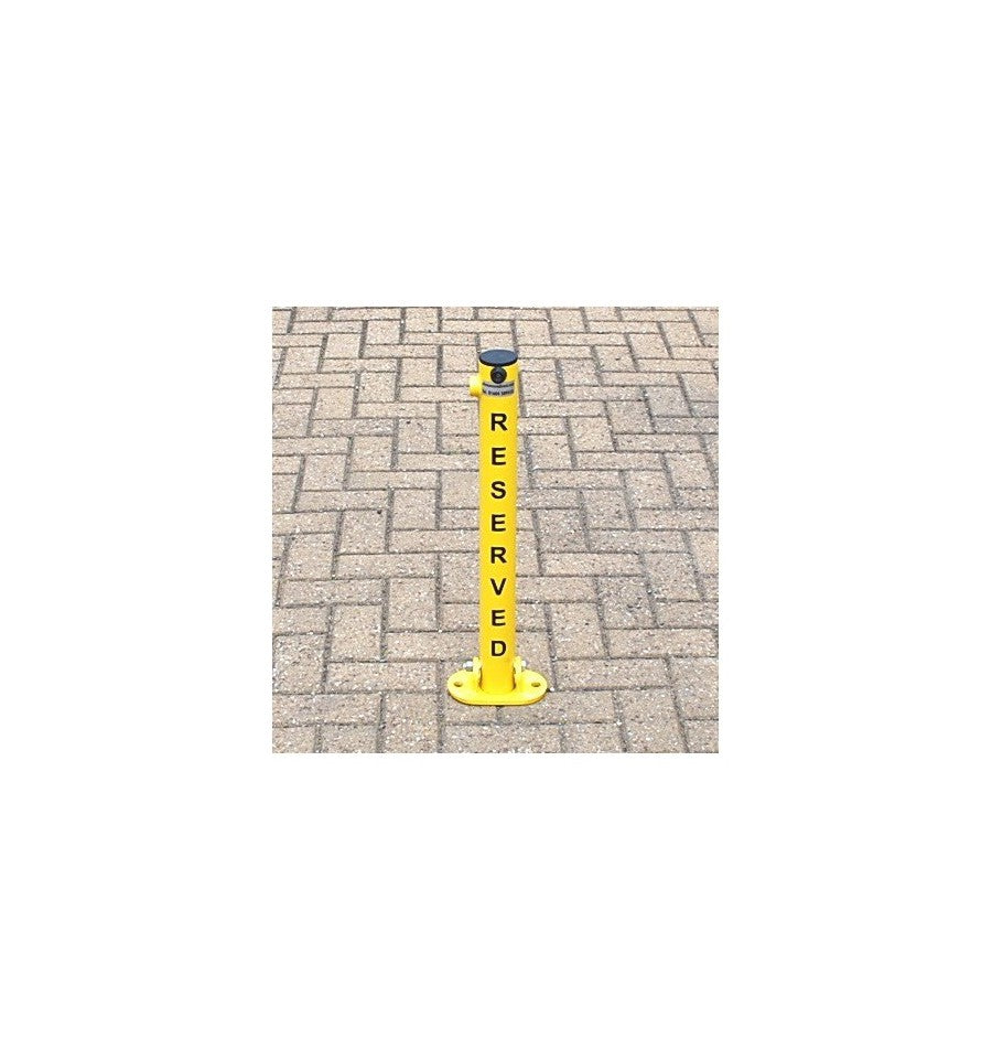 Gray Reserved Fold-Down Parking Post – Integral Lock, Keyed-Alike Option, Bolt-Down Base