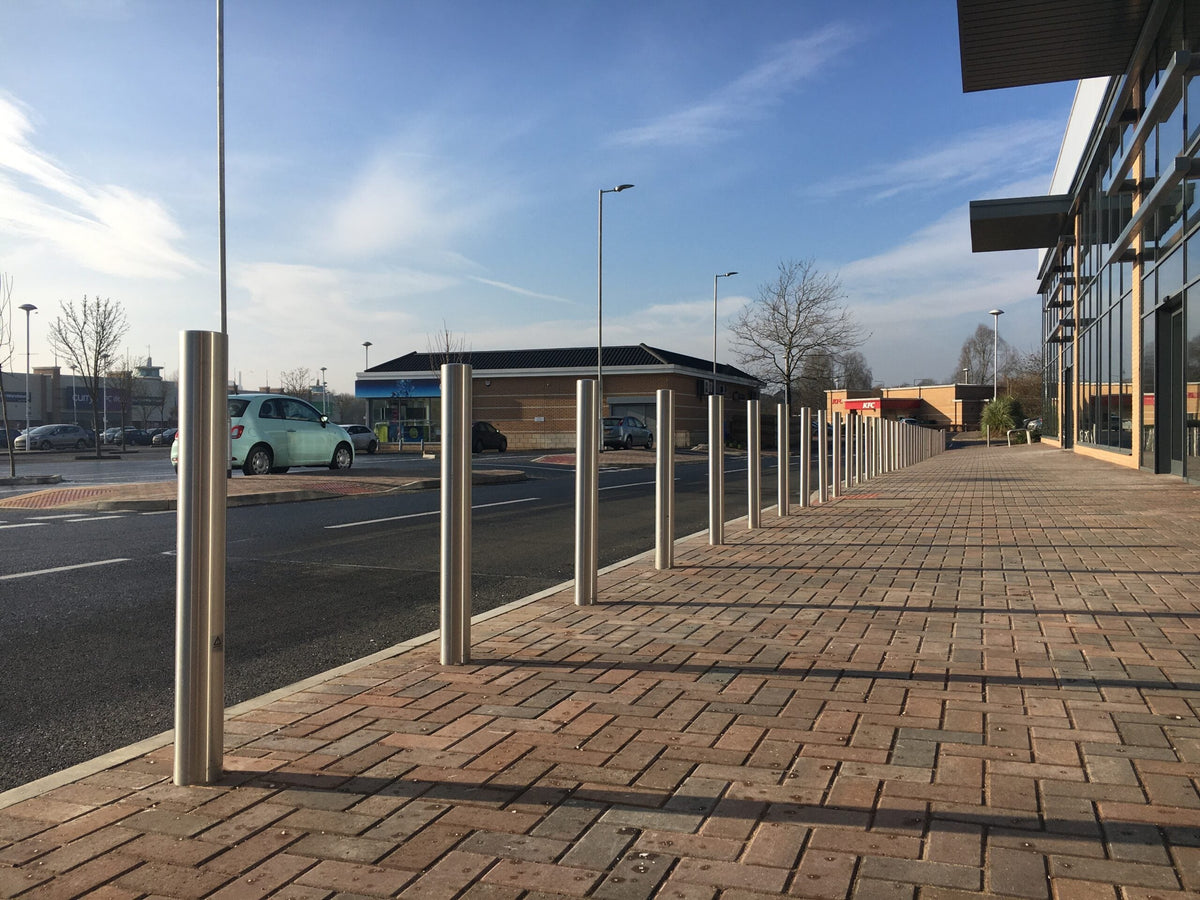 Dim Gray 48mm - 204mm Stainless Steel Plain Round Bollard 1000mm Above Ground