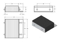 Light Gray Laminated Rubber Dock Bumper - 300 x 320 x 105mm