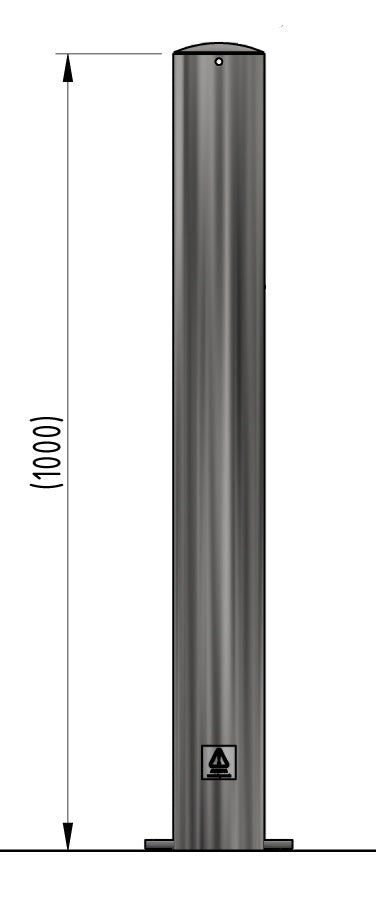 Dim Gray Plain Round Stainless Steel Security Bollard – 1000 mm Above Ground (Ø 48–204 mm)