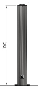 Dim Gray Plain Round Stainless Steel Security Bollard – 1000 mm Above Ground (Ø 48–204 mm)