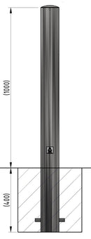 Dim Gray 48mm - 204mm Stainless Steel Plain Round Bollard 1000mm Above Ground