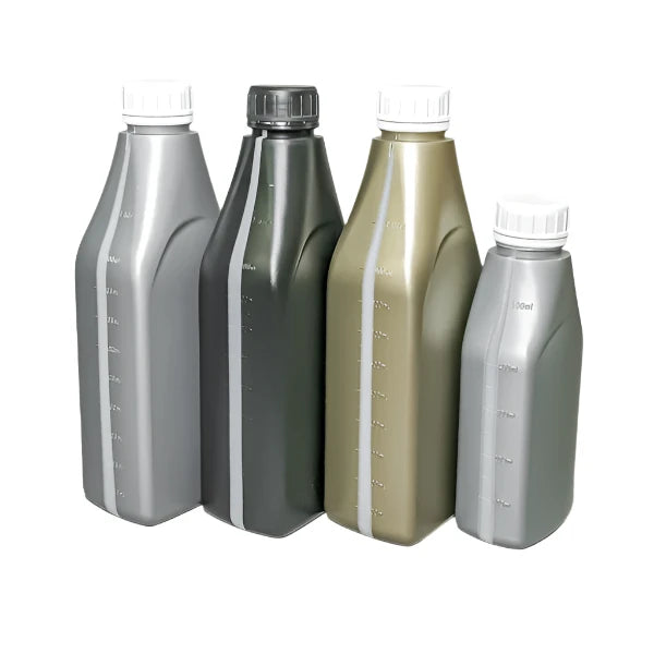 Gray Plastic Rectangular OIL Bottle - 30% PCR Recycled Material