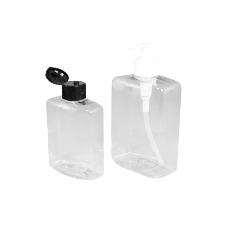 Light Gray Rectangle Clear PET Hand Wash Bottle (Pack of 10) - Transparent Design, Easy Dispensing