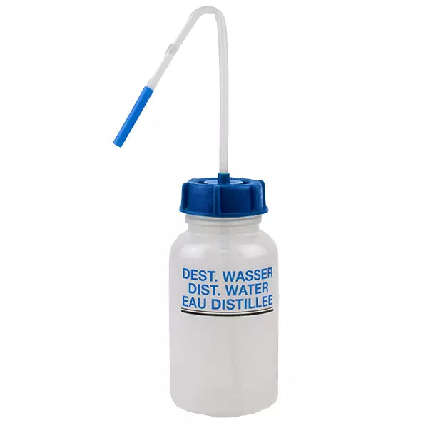 Light Gray Wide Neck Plastic Wash Bottle Series 303 LDPE - Printed 'Distilled Water'