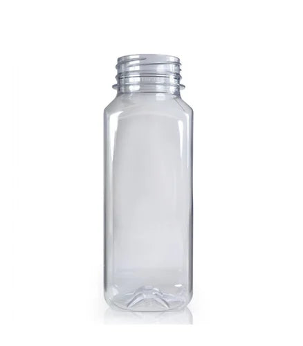 Light Gray Square Plastic Juice and Smoothie Bottle PET (Pack of 10) – Leak Proof, Reusable, Clear Design for Fresh Beverages