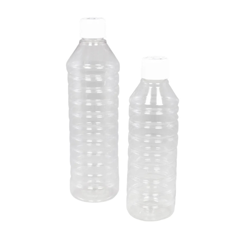 Light Gray Round Clear White Spirit Bottle (Pack of 10) - Leak-Proof Container