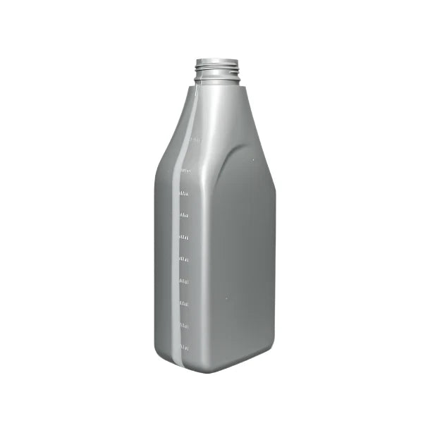 Gray Plastic Rectangular OIL Bottle - 30% PCR Recycled Material