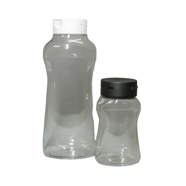 Dark Gray Clear PET Shaped Sauce Bottle (Pack of 10) - Ideal for Ketchup, Mustard, and Dressings