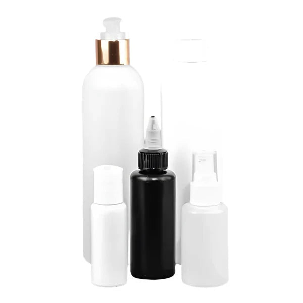 Gray Black - Natural Boston HDPE Plastic Bottle (Pack of 10) – Available in Multiple Sizes