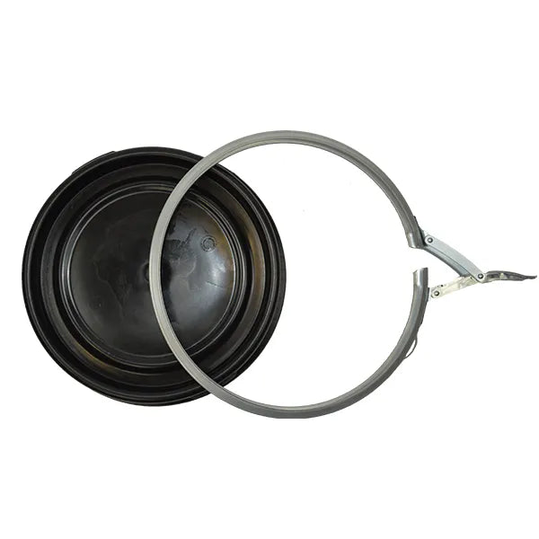 Dark Slate Gray 30 Litre Blue UN Approved Plastic Pail with Lever Ring Closure and Black Lid – Heavy-Duty Storage Container