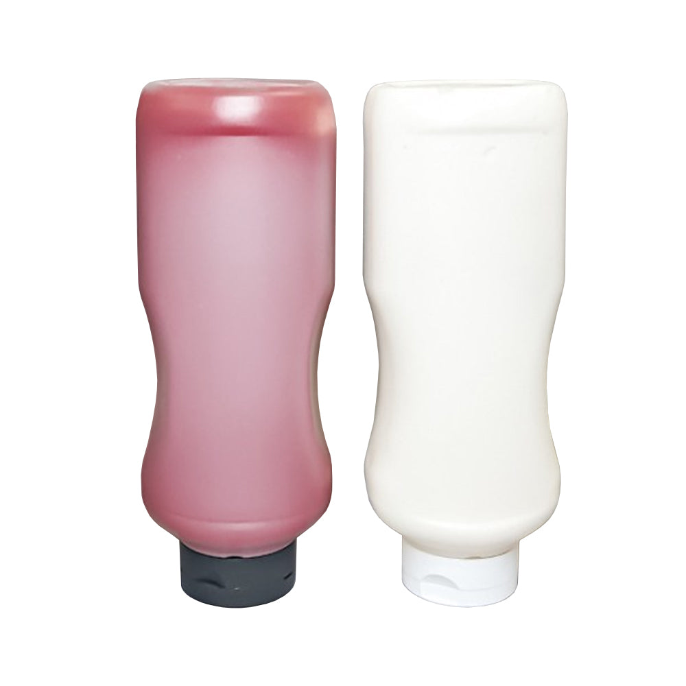 Light Gray 1 Litre Curved HDPE Sauce Bottle (Pack of 10) - Ideal for Ketchup, BBQ Sauce & More