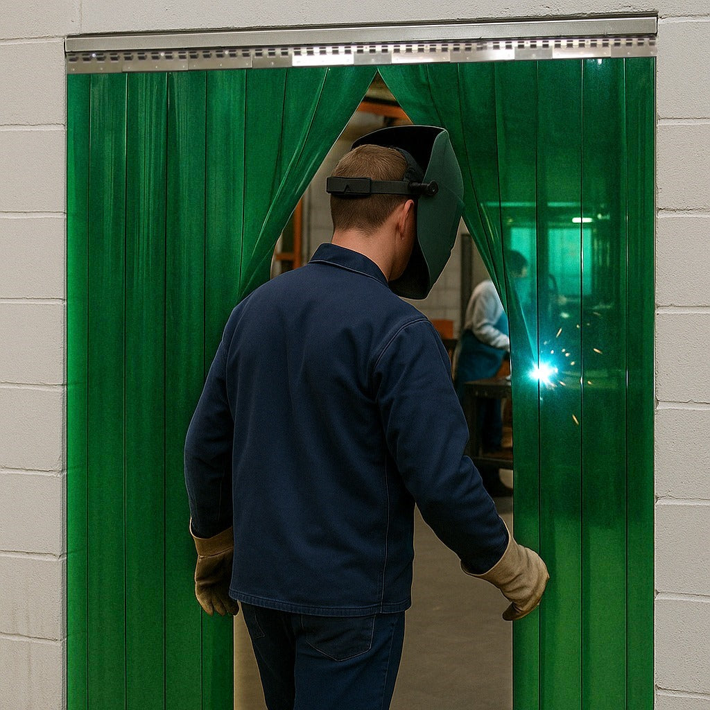 Dark Gray Certified Welding Grade PVC Strip Curtains Dark Green (Hook-on)