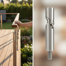 Dark Gray Premium Adjustable Handrail Support Pin with M8 and M6 Threads, 14mm Diameter in 316 Stainless Steel with Satin Finish