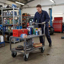 100mm Pressed Steel Fixed Castor with Black Rubber on Polypropylene Wheel - 75kg Load Capacity