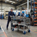 100mm Pressed Steel Swivel Castor with Blue Rubber on Polypropylene Wheel - 120kg Max Load