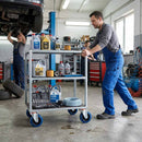 100mm Pressed Steel Swivel Castor with Blue Rubber on Polypropylene Wheel - 120kg Max Load