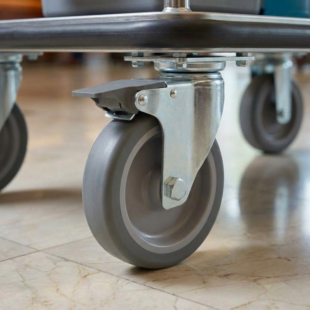 100mm Swivel Castor with Brake | Grey Rubber Wheel | 80kg Capacity ...