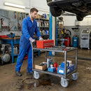 100mm Zinc Plated Swivel Retail Castor Wheel with Brake - Grey Rubber & 4-Hole Top Plate, 80kg Load