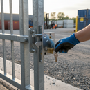 Dim Gray Premium Sliding Gate Lock 130mm x 100mm with Key Access and Handle Operation for Enhanced Security