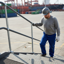 Light Gray Professional Galvanised Side Palm Handrail Standard for 42mm Tube with 500mm Ball Centres and 700mm Tail Length