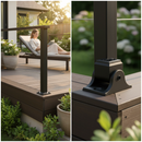 Black Premium Adjustable Aluminium Baluster Bracket 35mm Height x 51mm Width for 12.5mm Square Applications