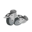 Dark Gray 125mm Swivel & Braked Apparatus Castor with Single Bolt Fitting & Grey Non Marking Wheel