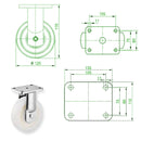 Beige 125mm Extra Heavy Duty Swivel, Fixed & Total Stop Braked Castor with Cast Nylon Wheel Ball Bearings