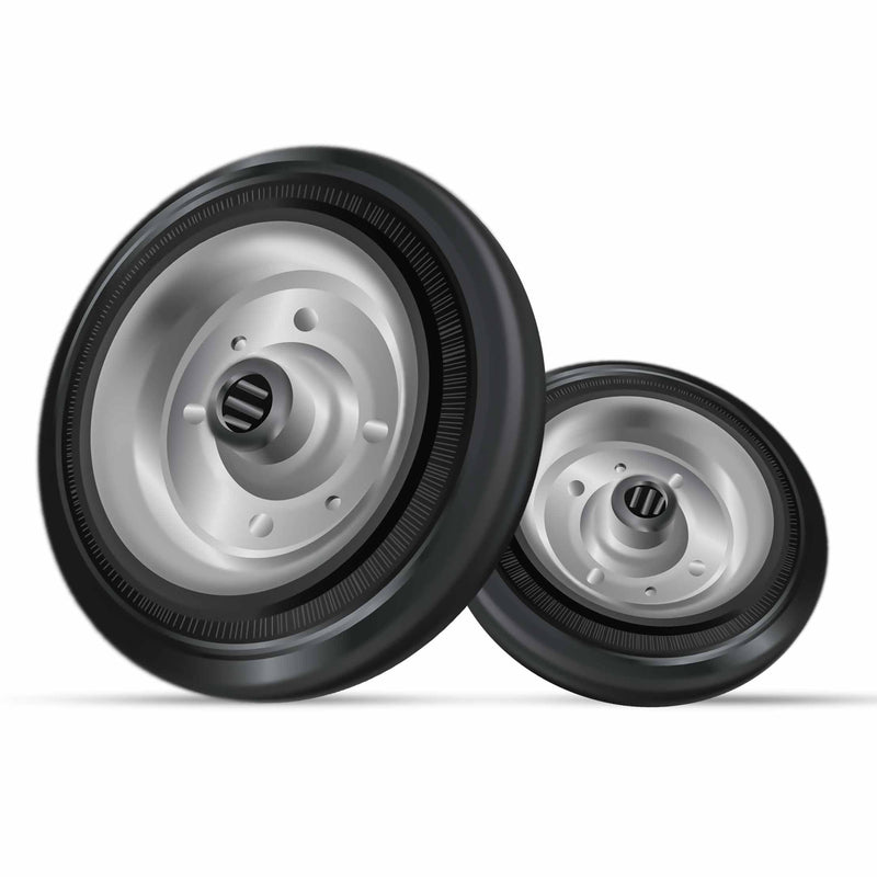 Dark Slate Gray 125mm Cushion Rubber Tyred Wheel With Steel Centre 15mm Roller Bearing Bore