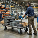 125mm Pressed Steel Fixed Castor with Black Rubber on Polypropylene Wheel - 110kg Load Capacity