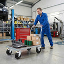 125mm Pressed Steel Swivel Castor, Black Rubber on Polypropylene Wheel, Directional Brake - 110kg Load