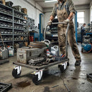 125mm Pressed Steel Swivel Castor, Black Rubber on Polypropylene Wheel, Directional Brake - 110kg Load