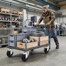 125mm Pressed Steel Swivel Castor, Black Rubber on Polypropylene Wheel, Directional Brake - 110kg Load