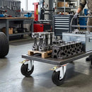 125mm Pressed Steel Swivel Castor, Black Rubber on Polypropylene Wheel, Directional Brake - 110kg Load