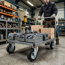 125mm Pressed Steel Swivel Castor Wheel - Black Rubber & 4-Hole Plate - 110kg Load Capacity