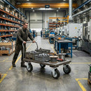 125mm Pressed Steel Swivel Castor Wheel - Black Rubber & 4-Hole Plate - 110kg Load Capacity