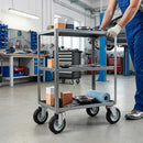 125mm Pressed Steel Swivel Castor Wheel - Black Rubber & 4-Hole Plate - 110kg Load Capacity
