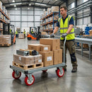 125mm Pressed Steel Swivel Castor Wheel - Red Polyamide, 4-Hole Top Plate - 160kg Load Capacity
