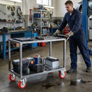 125mm Pressed Steel Swivel Castor Wheel with Directional Brake & Top Plate - Red Polyamide, 160kg Load