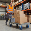 125mm Pressed Steel Swivel Castor with Blue Rubber on Polypropylene Wheel - 140kg Max Load