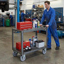 125mm Zinc Plated Fixed Retail Castor Wheel - Grey Thermoplastic Rubber Wheel - 100kg Load Capacity