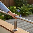 Tan Premium Adjustable Handrail Support for 42.4 x 2.0mm Tube - 316 Stainless Steel with Satin Finish