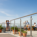 Cornflower Blue Premium Toughened Glass Panel 1000mm x 900mm 10mm Thick Polished Finish for Balustrade Applications
