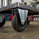 Black 80mm Pressed Steel Fixed Castor with Black Rubber on Polypropylene Wheel - 60kg Load Capacity