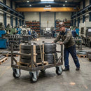150mm Pressed Steel Fixed Castor Wheel - Black Rubber on Pressed Steel - 130kg Load Capacity