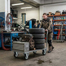 150mm Pressed Steel Fixed Castor Wheel - Black Rubber on Pressed Steel - 130kg Load Capacity
