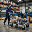 150mm Pressed Steel Fixed Castor with Black Rubber on Polypropylene Wheel - 130kg Load Capacity