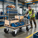 150mm Pressed Steel Swivel Castor, Black Rubber on Polypropylene Wheel, Directional Brake - 130kg Load