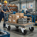 150mm Pressed Steel Swivel Castor, Black Rubber on Polypropylene Wheel, Directional Brake - 130kg Load